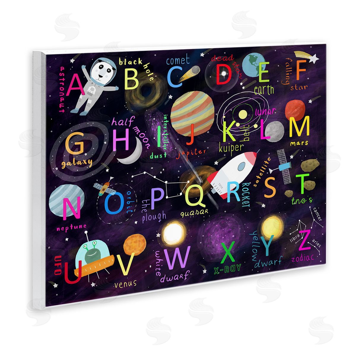 Carla Daly Alphabet Teaching Outer Space Astronomy Words Letters Wall Plaque Art Print