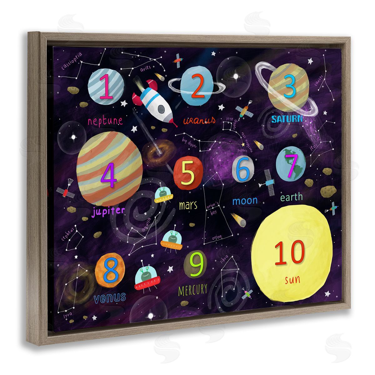 Carla Daly Numbers of Planets Interstellar Astronomy Learning Diagram  Brown Floating Frame Canvas Wall Art Print