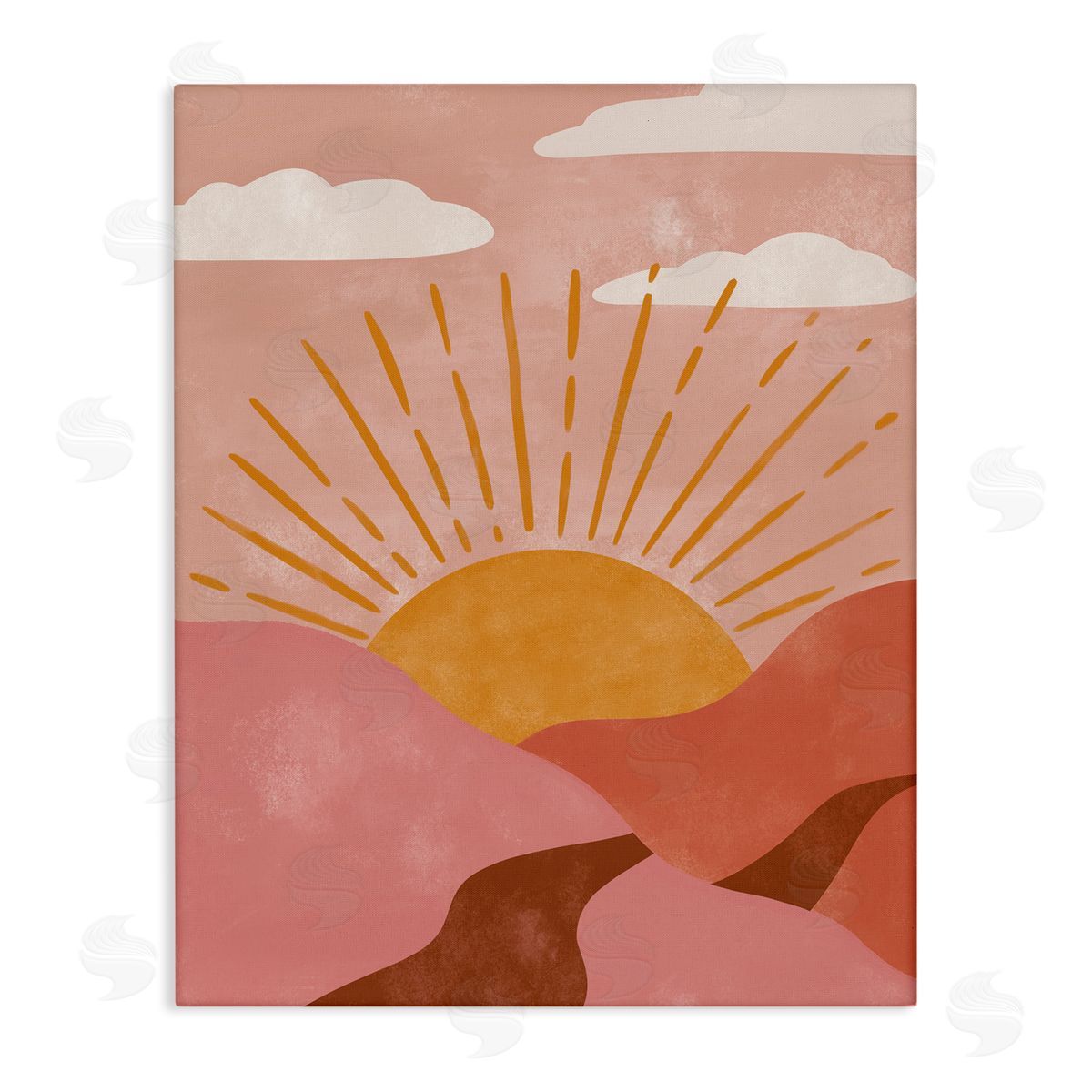 Deborah Curiel Boho Desert Sun Setting Beneath Mountain Path  Stretched Canvas Wall Art Print