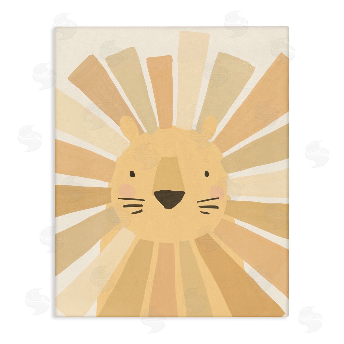 Heather McLaughlin Lion Quirky Striped Mane Soft Yellow Portrait Stretched Canvas Wall Art Print