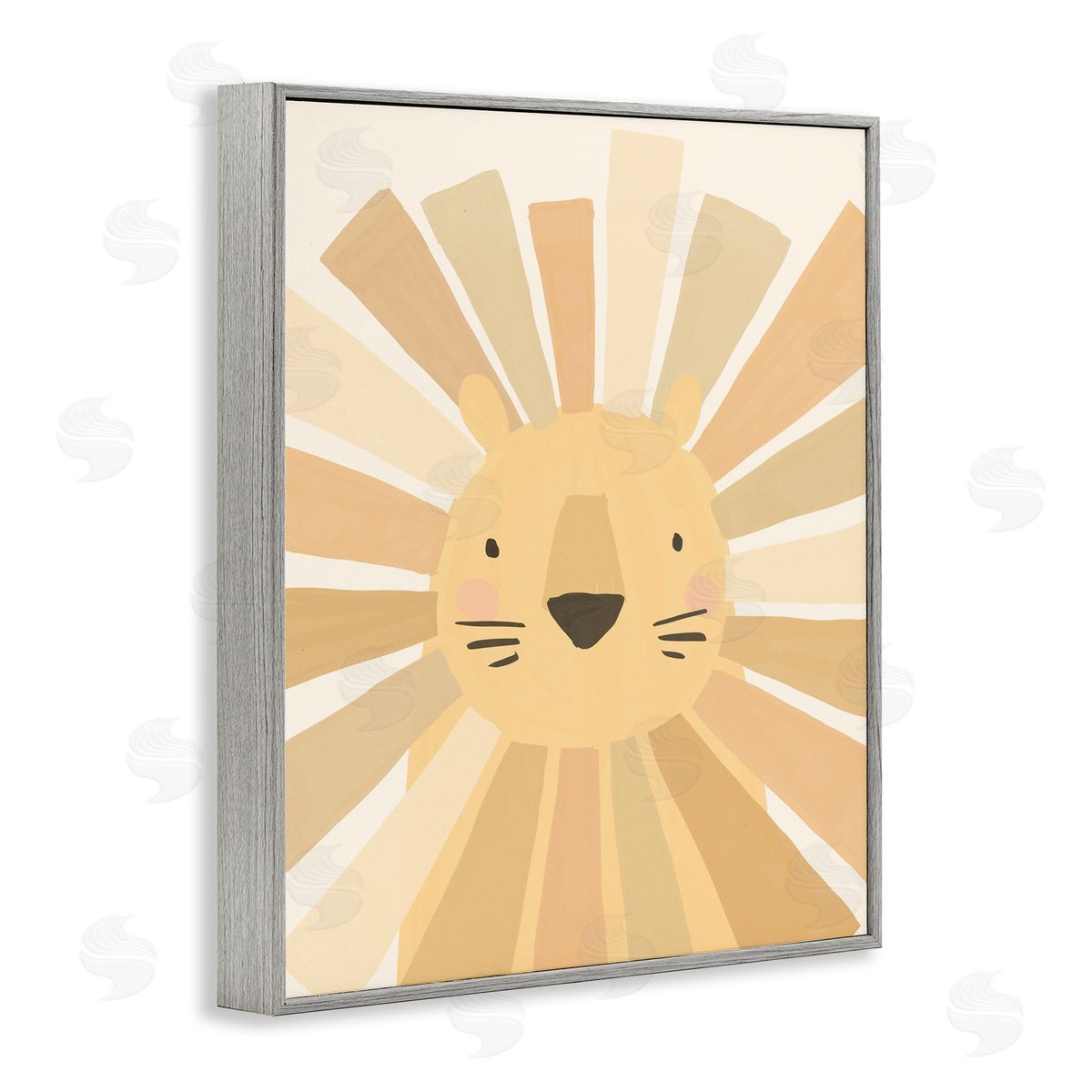 Heather McLaughlin Lion Quirky Striped Mane Soft Yellow Portrait Gray Framed Giclee Wall Art Print
