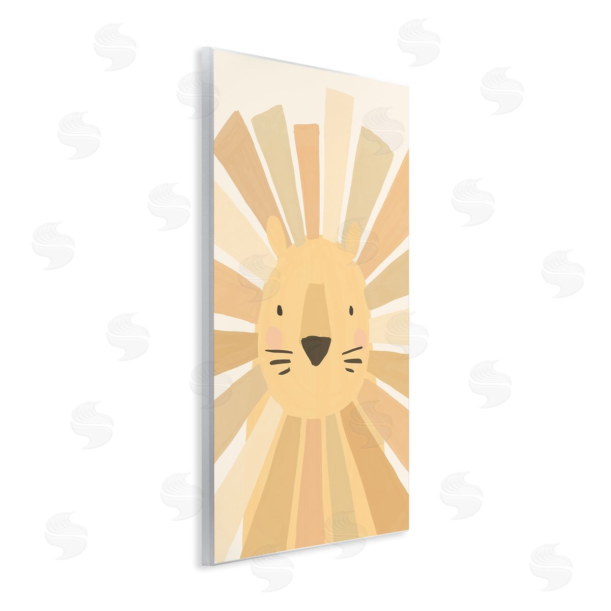 Heather McLaughlin Lion Quirky Striped Mane Soft Yellow Portrait Wall Plaque Art Print