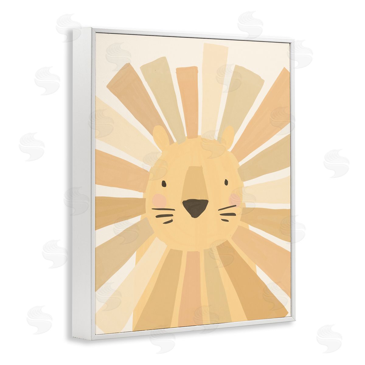 Heather McLaughlin Lion Quirky Striped Mane Soft Yellow Portrait White Framed Giclee Wall Art Print