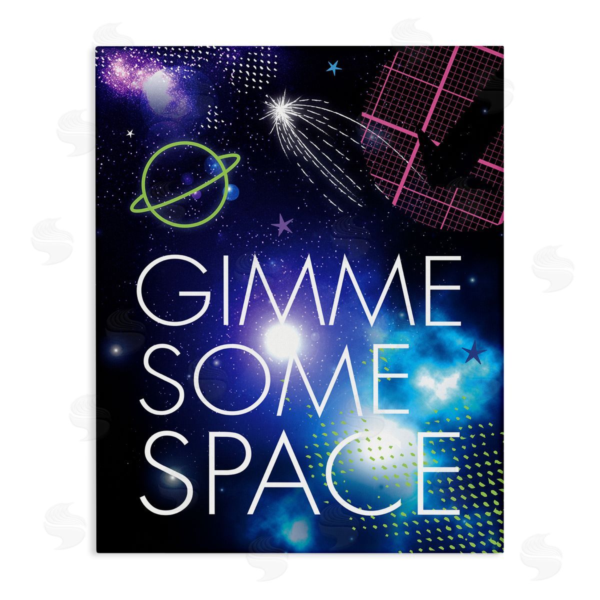 Jennifer Ellory Gimme Some Space Phrase Patterned Galaxy Stars Stretched Canvas Wall Art Print