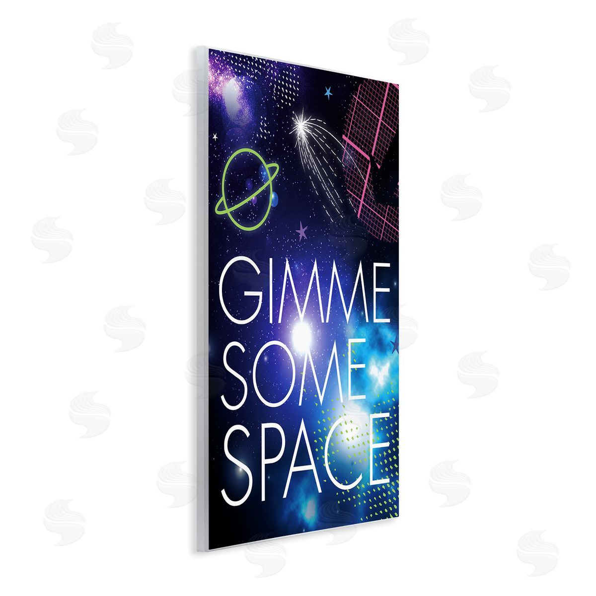 Jennifer Ellory Gimme Some Space Phrase Patterned Galaxy Stars Wall Plaque Art Print