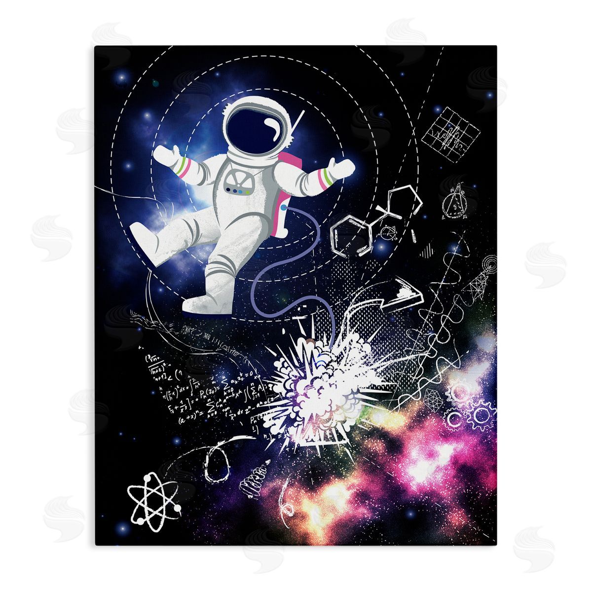 Jennifer Ellory Galactic Astronaut Vivid Nebula Scientific Patterns  Stretched Canvas Wall Art Print