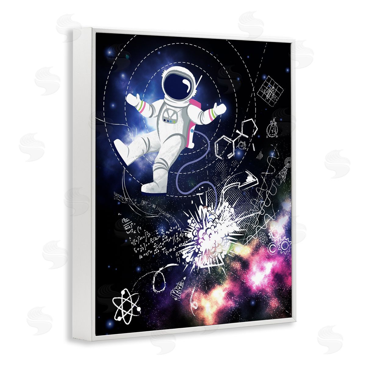 Jennifer Ellory Galactic Astronaut Vivid Nebula Scientific Patterns  White Framed Giclee Wall Art Print