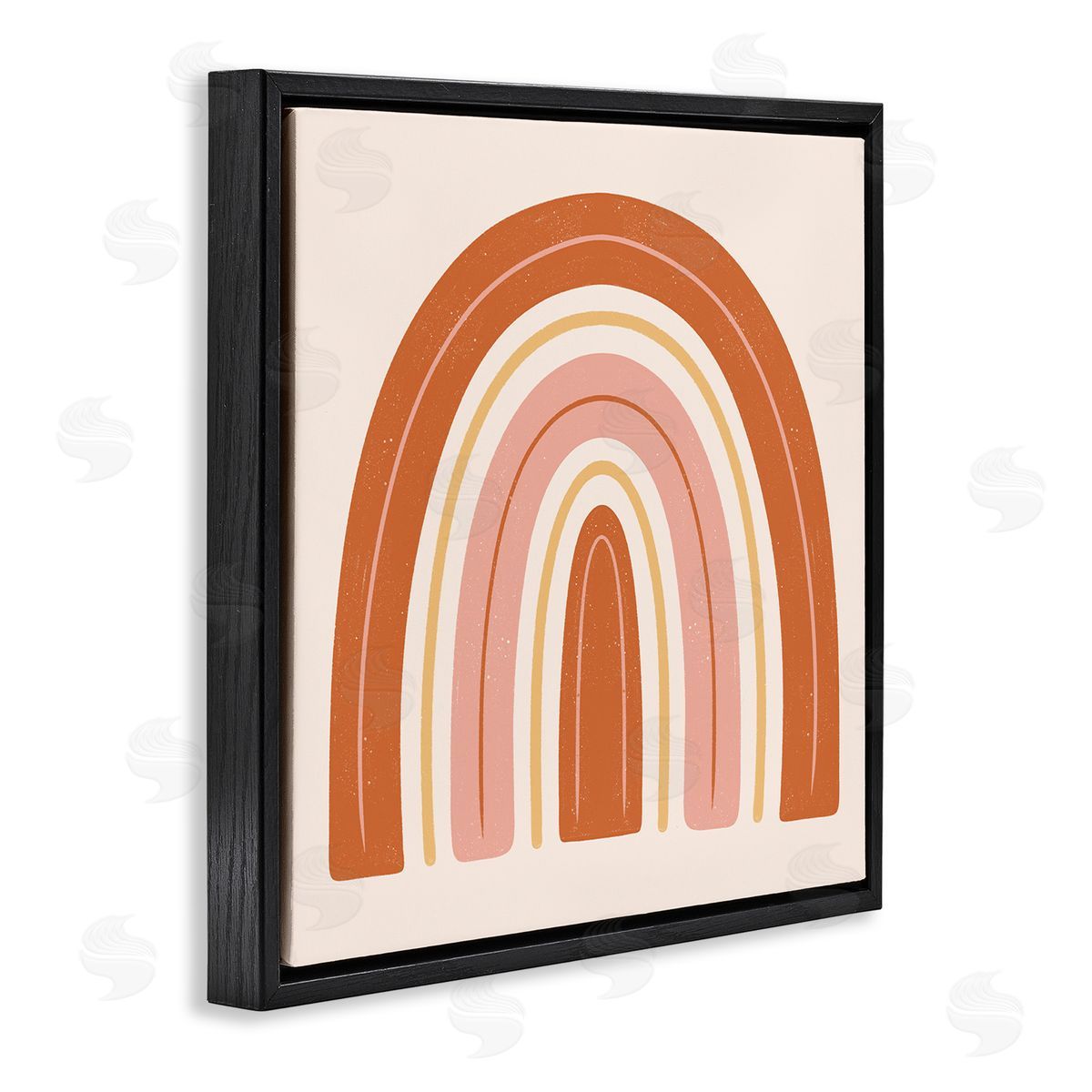 Jalynn Heerdt Casual Striped Red Rainbow Yellow Line Accents  Black Floating Frame Canvas Wall Art Print