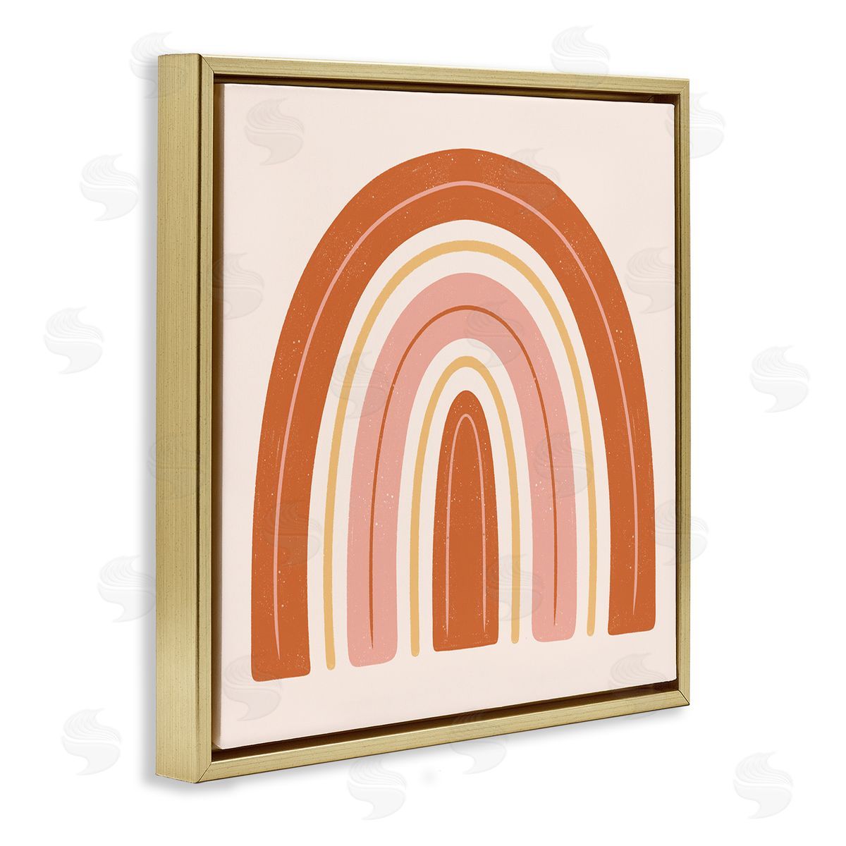 Jalynn Heerdt Casual Striped Red Rainbow Yellow Line Accents  Gold Floating Frame Canvas Wall Art Print