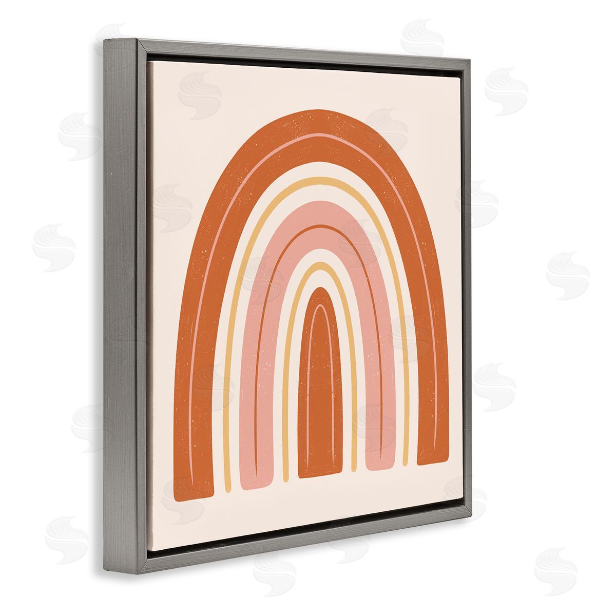 Jalynn Heerdt Casual Striped Red Rainbow Yellow Line Accents  Gray Floating Frame Canvas Wall Art Print