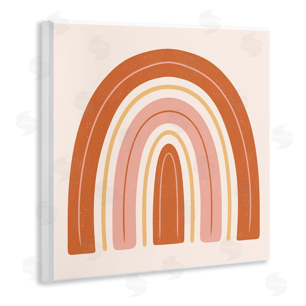 Jalynn Heerdt Casual Striped Red Rainbow Yellow Line Accents  Wooden Wall Plaque Art Print