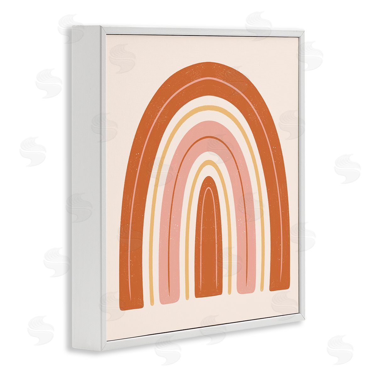 Jalynn Heerdt Casual Striped Red Rainbow Yellow Line Accents  White Framed Glicee Wall Art Print
