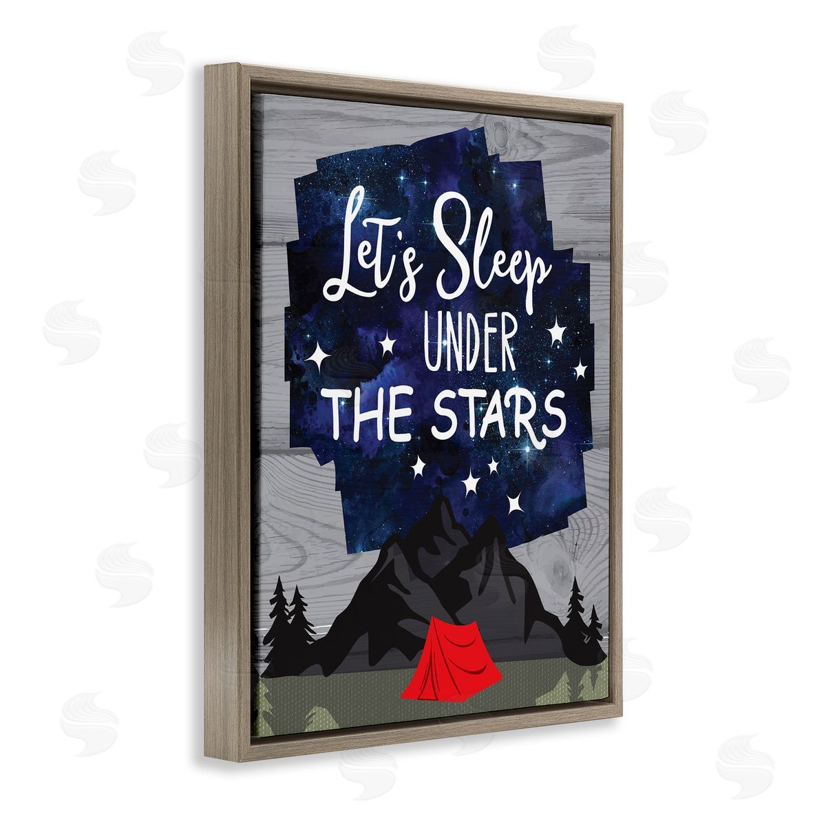 Linda Birtel Sleep Under the Stars Mountain Camping Tent Grain Pattern Brown Floating Frame Canvas Wall Art Print