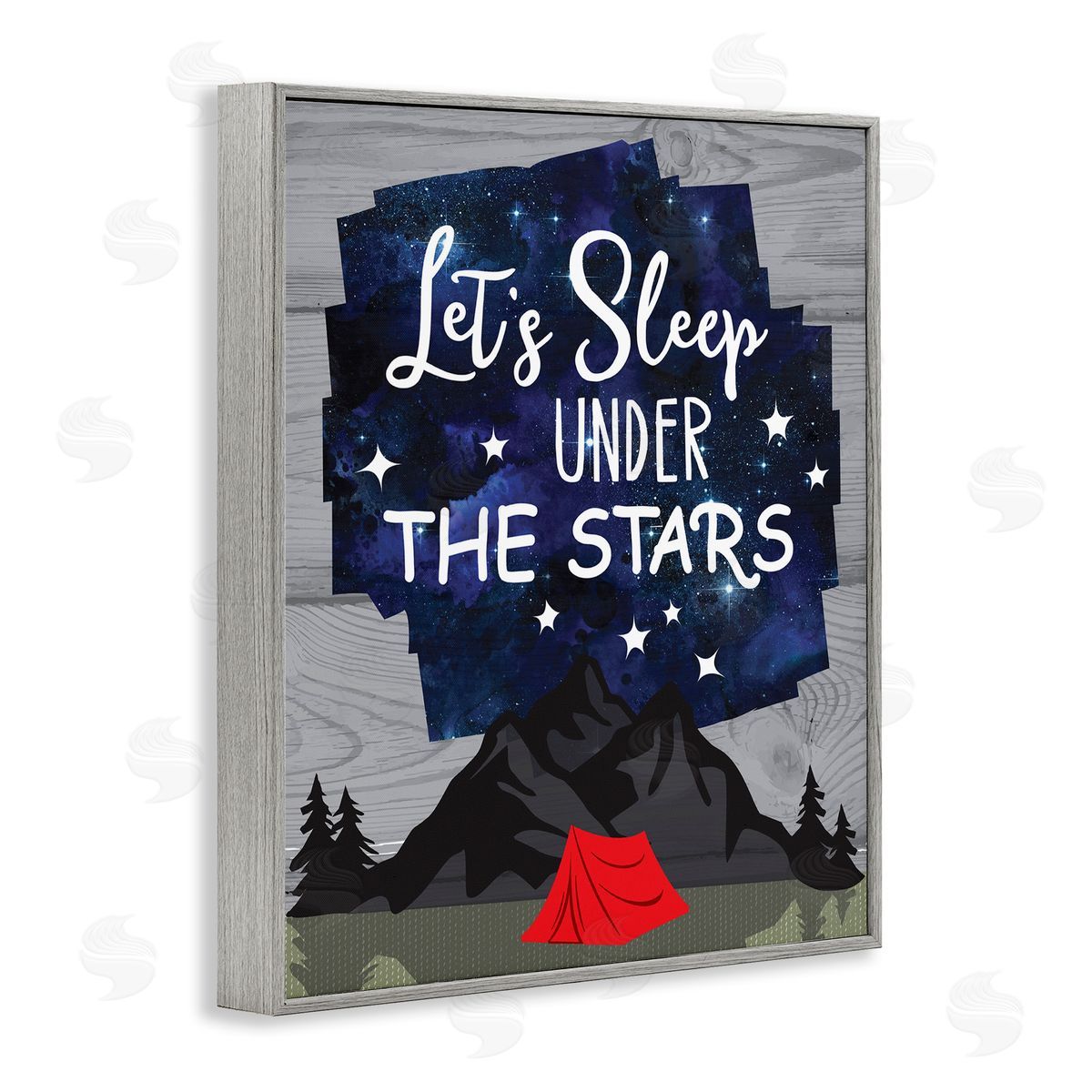 Linda Birtel Sleep Under the Stars Mountain Camping Tent Grain Pattern Gray Framed Giclee Wall Art Print