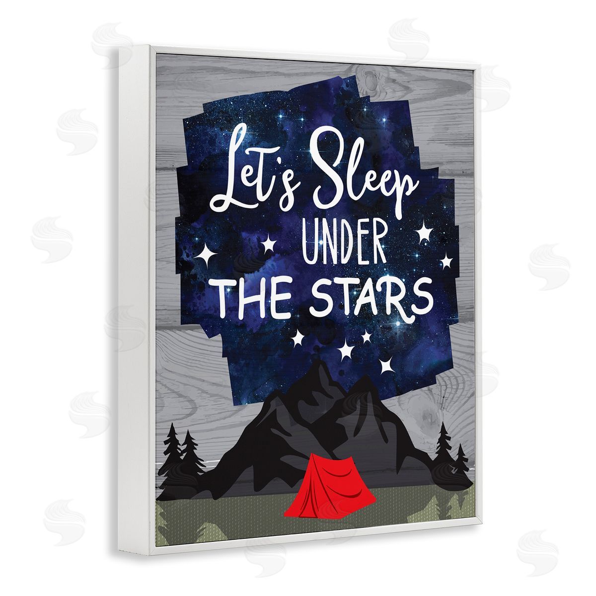 Linda Birtel Sleep Under the Stars Mountain Camping Tent Grain Pattern White Framed Giclee Wall Art Print