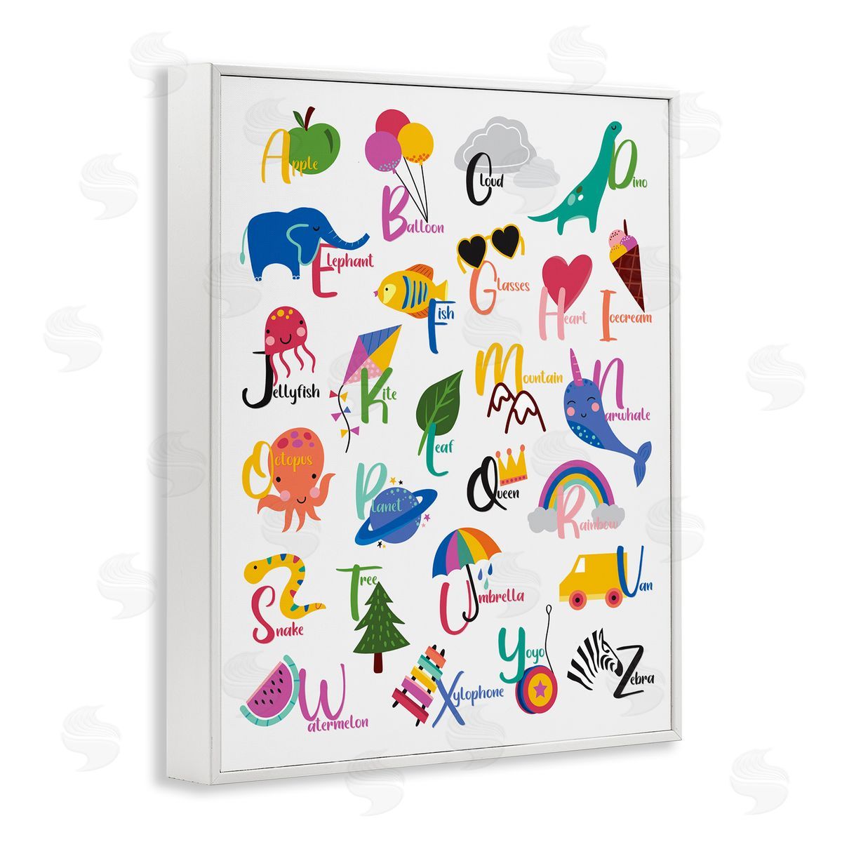 Louise Allens Learning Alphabet Letters  Animals Food Things  White Framed Giclee Wall Art Print