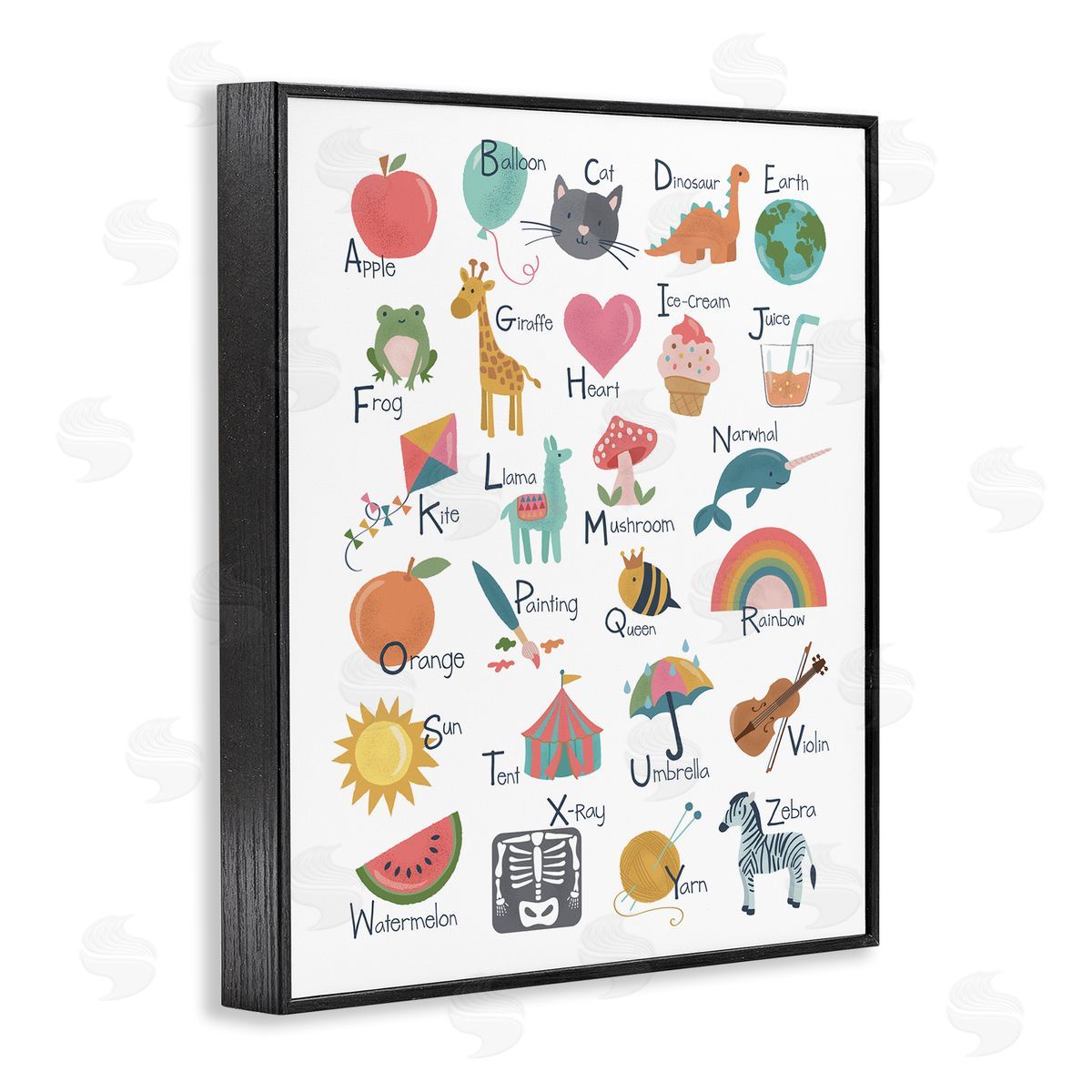 Lisa Perry Whitebutton Learning Alphabet Letters  Wildlife Informative Chart Black Framed Giclee Wall Art Print