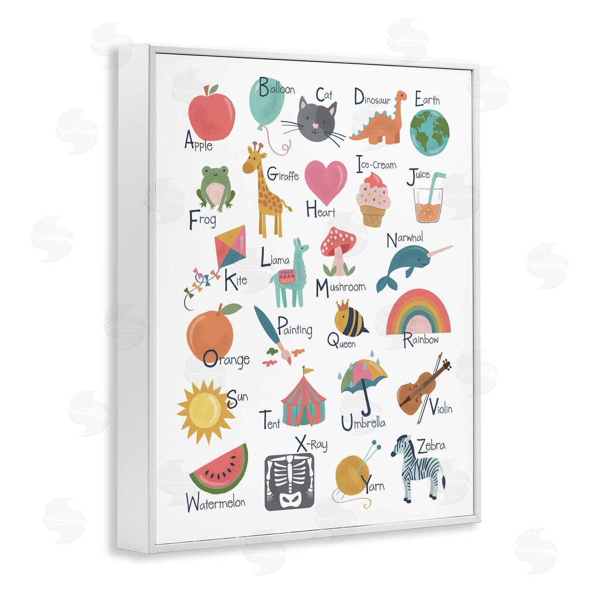 Lisa Perry Whitebutton Learning Alphabet Letters  Wildlife Informative Chart White Framed Giclee Wall Art Print