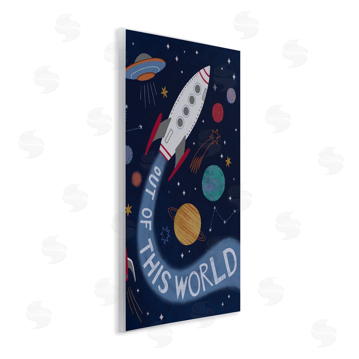 Nina Seven Out Of This World Text Flying Rocket Ship Galaxy  Wall Plaque Art Print