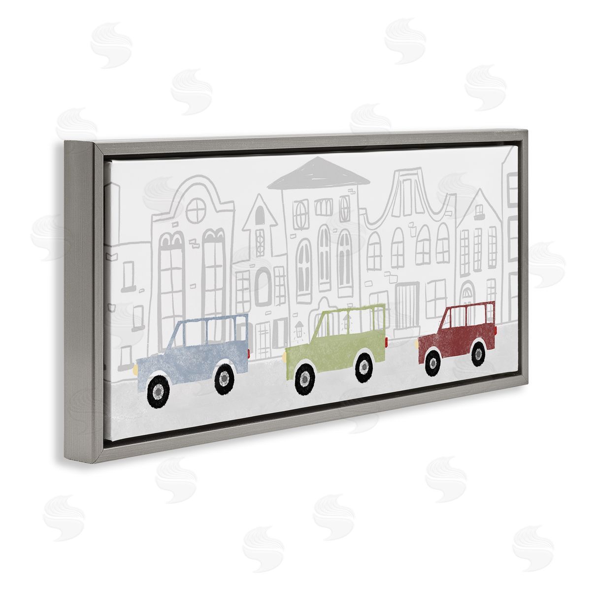 Stupell Studio Quaint City Neighborhood Cars Driving Along Road Illustration