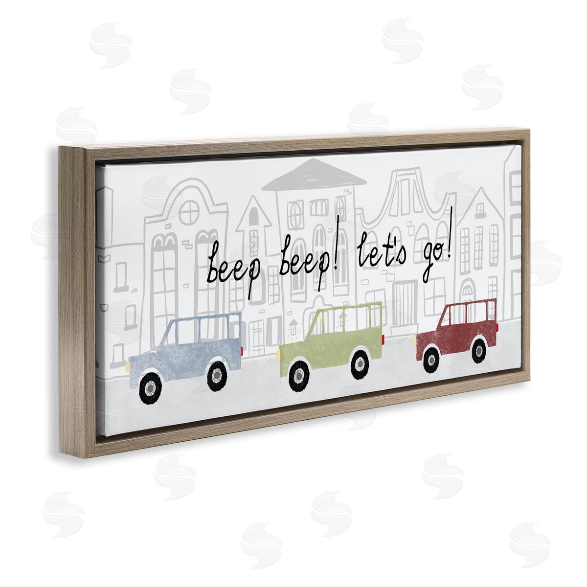 Stupell Studio Beep Let's Go Stylish City Cars Driving Urban Streets 