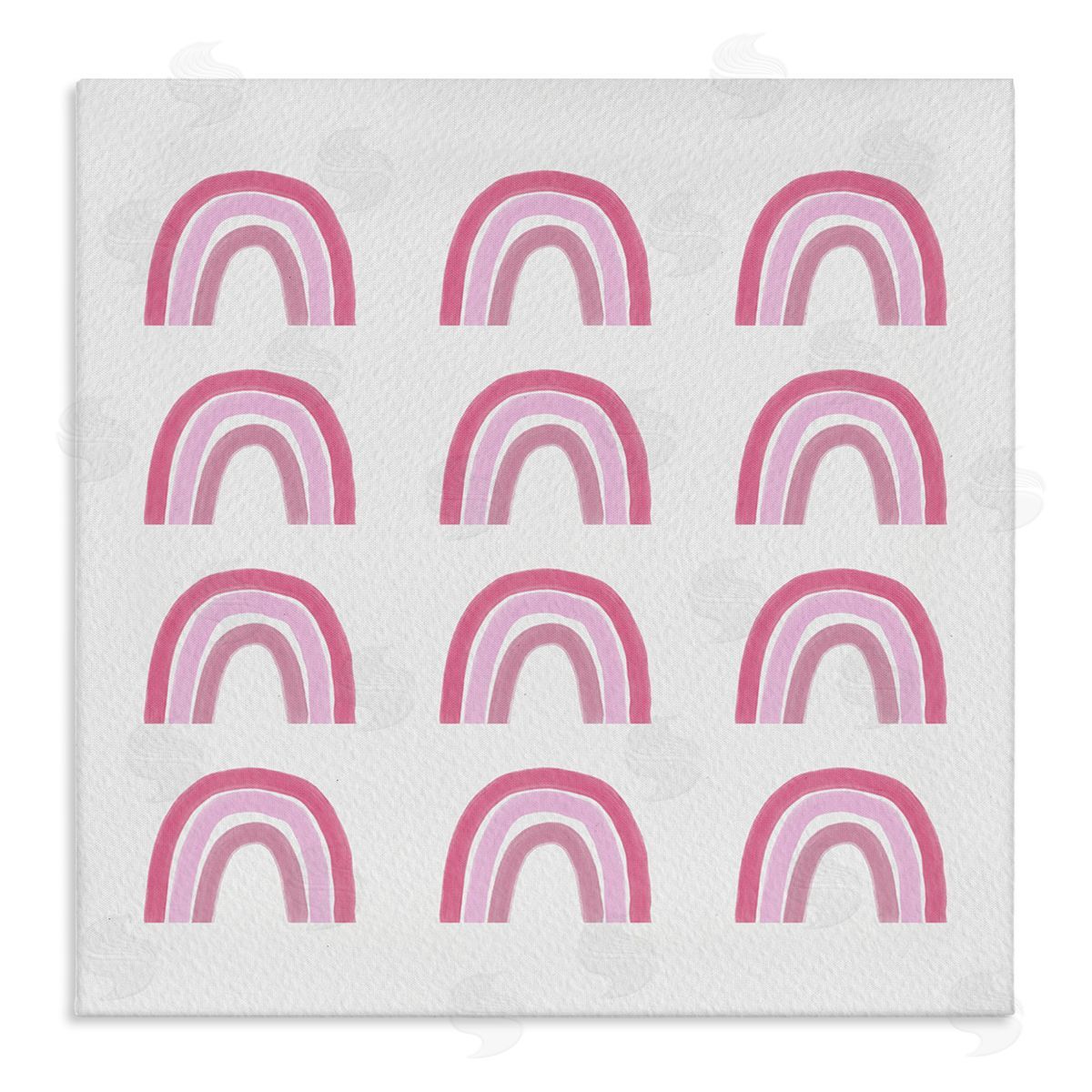 Amy Brinkman Pink Stripes Rainbow Shapes Pattern Casual Design Stretched Canvas Wall Art Print