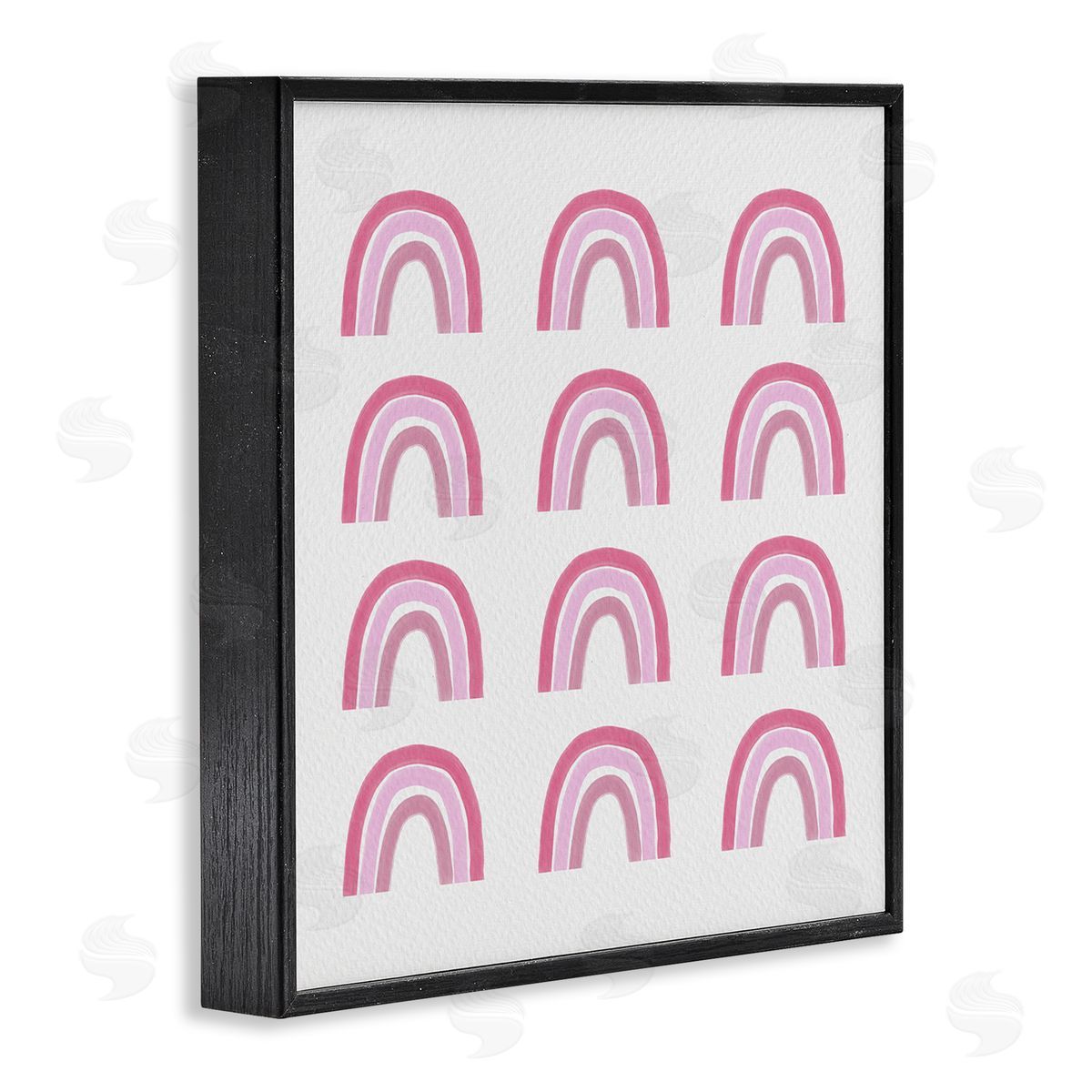 Amy Brinkman Pink Stripes Rainbow Shapes Pattern Casual Design Black Framed Glicee Wall Art Print