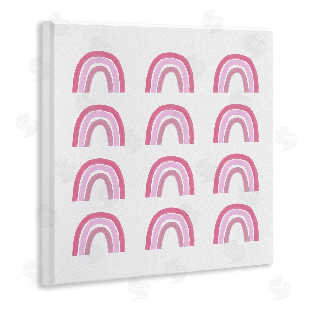 Amy Brinkman Pink Stripes Rainbow Shapes Pattern Casual Design Wooden Wall Plaque Art Print