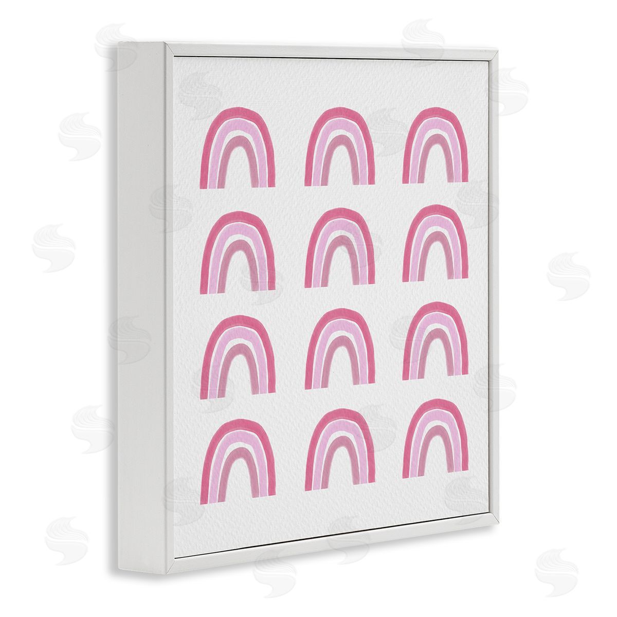 Amy Brinkman Pink Stripes Rainbow Shapes Pattern Casual Design White Framed Glicee Wall Art Print