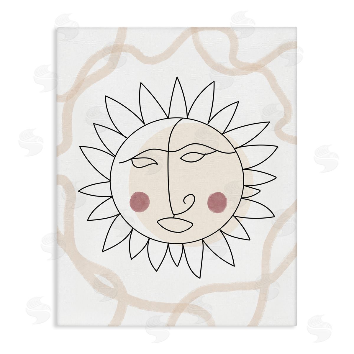 Stupell Studio Boho Sun Line Drawing Solar Rays Squiggle  Stretched Canvas Wall Art Print