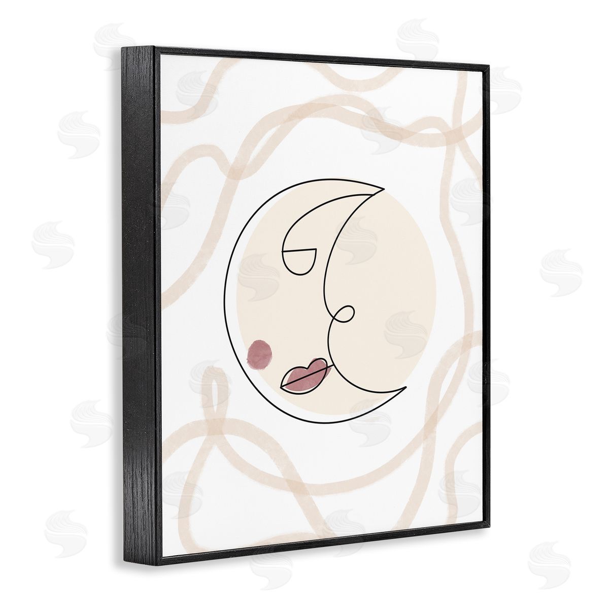 Stupell Studio Boho Moon Face Casual Lunar Squiggle Black Framed Giclee Wall Art Print