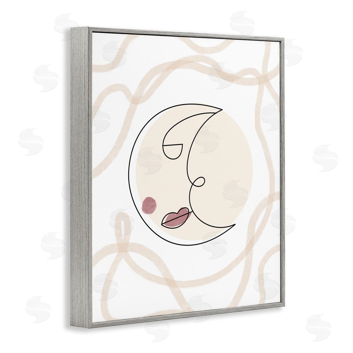 Stupell Studio Boho Moon Face Casual Lunar Squiggle Gray Framed Giclee Wall Art Print