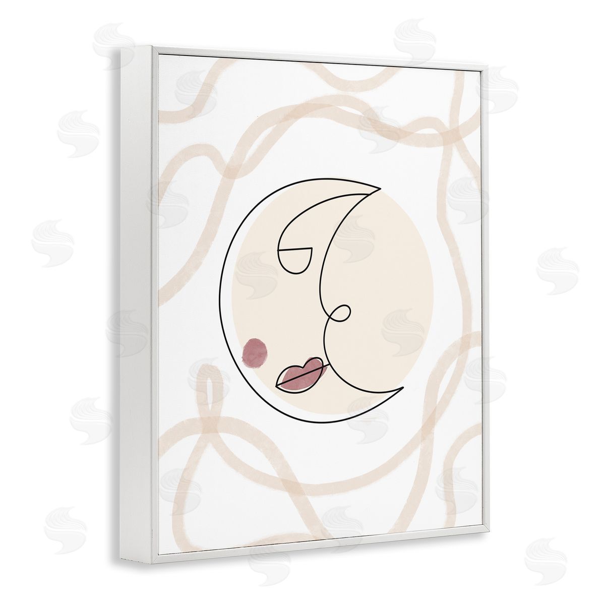 Stupell Studio Boho Moon Face Casual Lunar Squiggle White Framed Giclee Wall Art Print