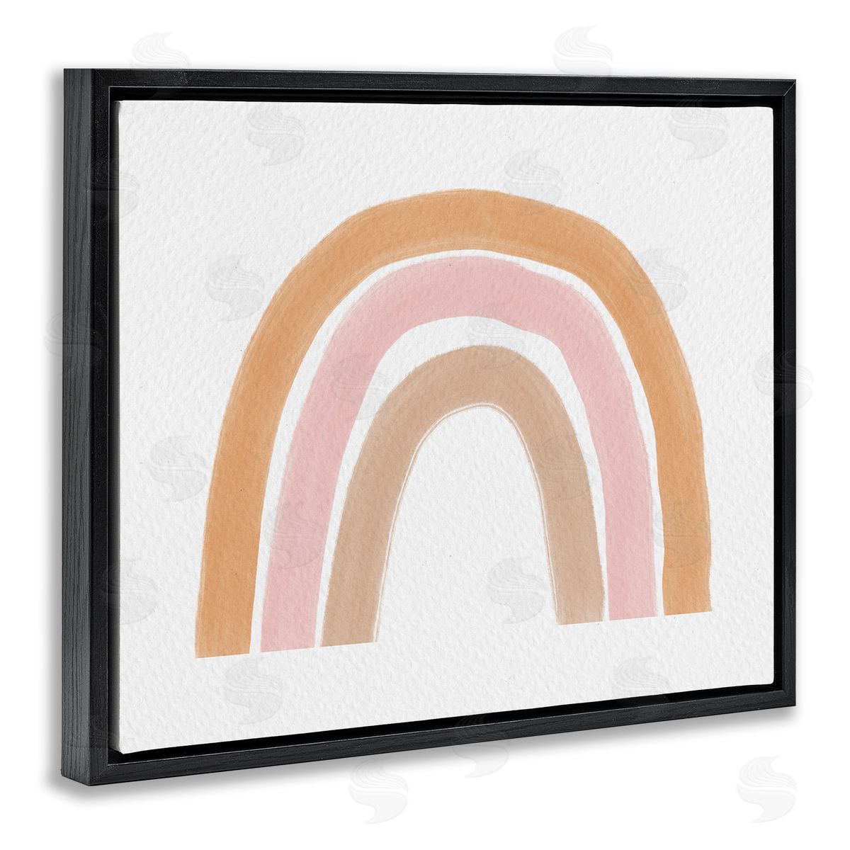 Amy Brinkman Neutral Pinks Rainbow Symbol Casual Stripes Black Floating Frame Canvas Wall Art Print