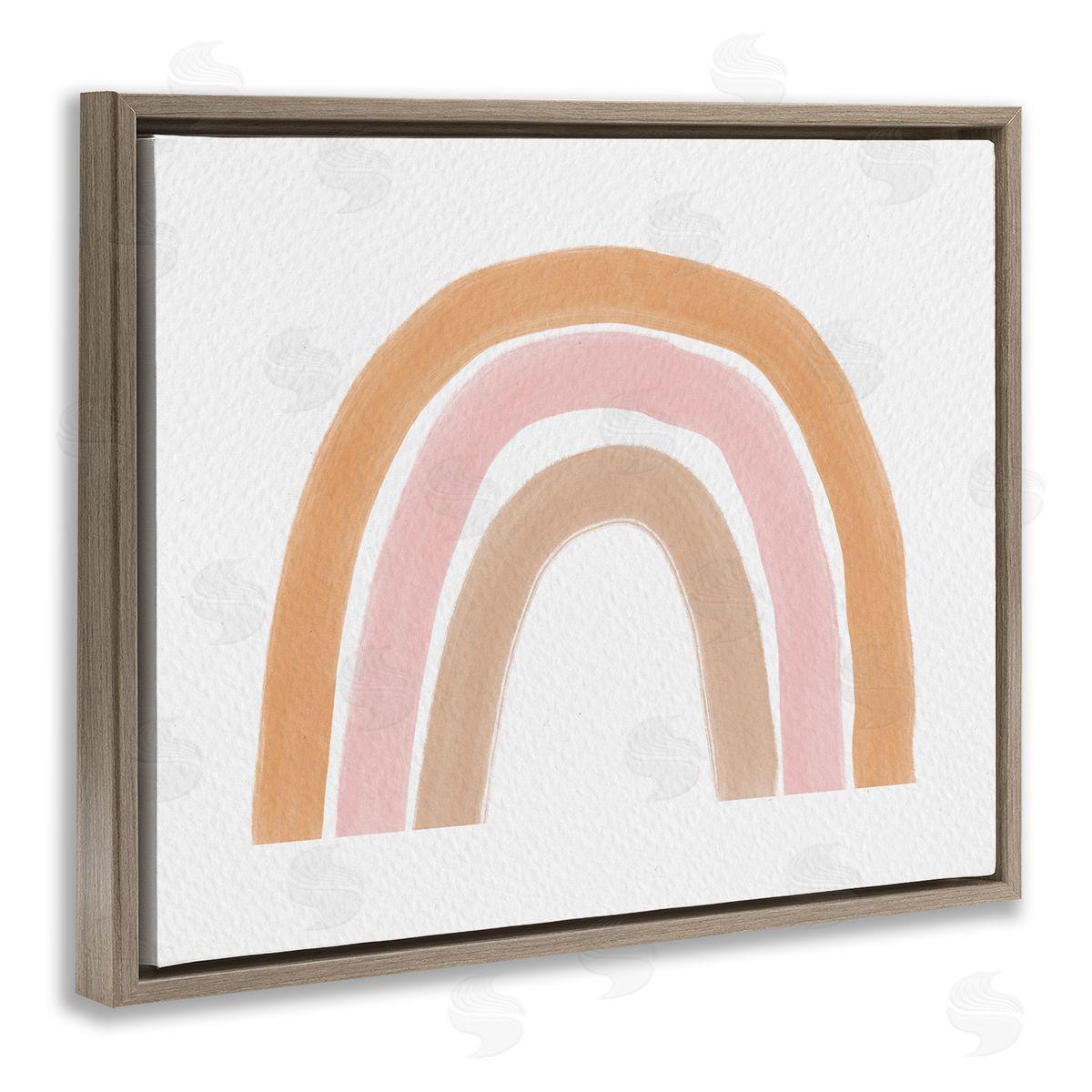 Amy Brinkman Neutral Pinks Rainbow Symbol Casual Stripes Brown Floating Frame Canvas Wall Art Print