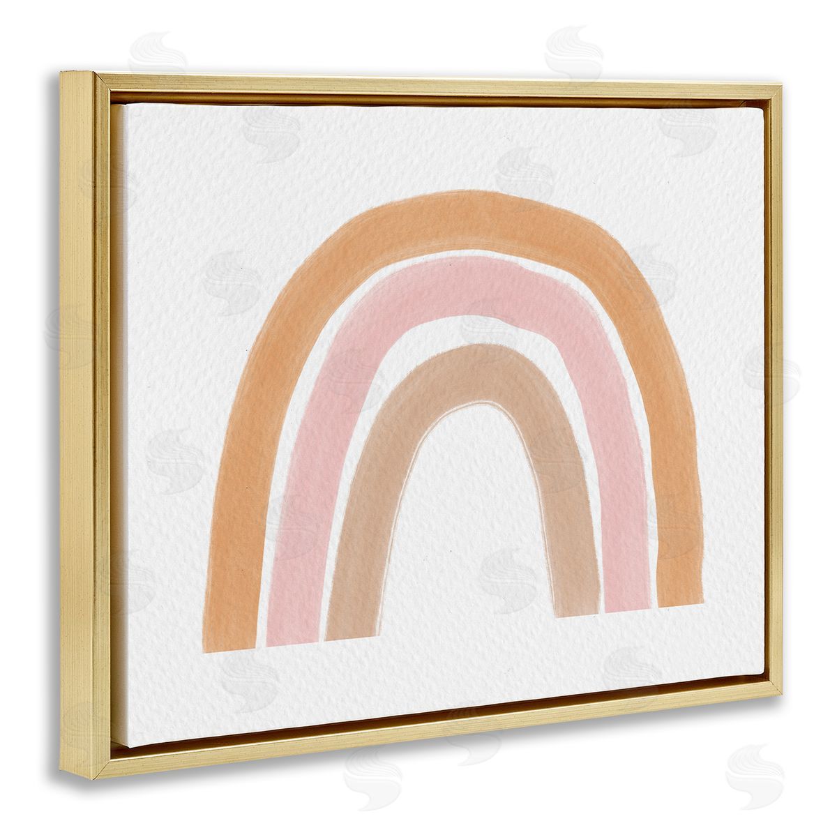 Amy Brinkman Neutral Pinks Rainbow Symbol Casual Stripes Gold Floating Frame Canvas Wall Art Print