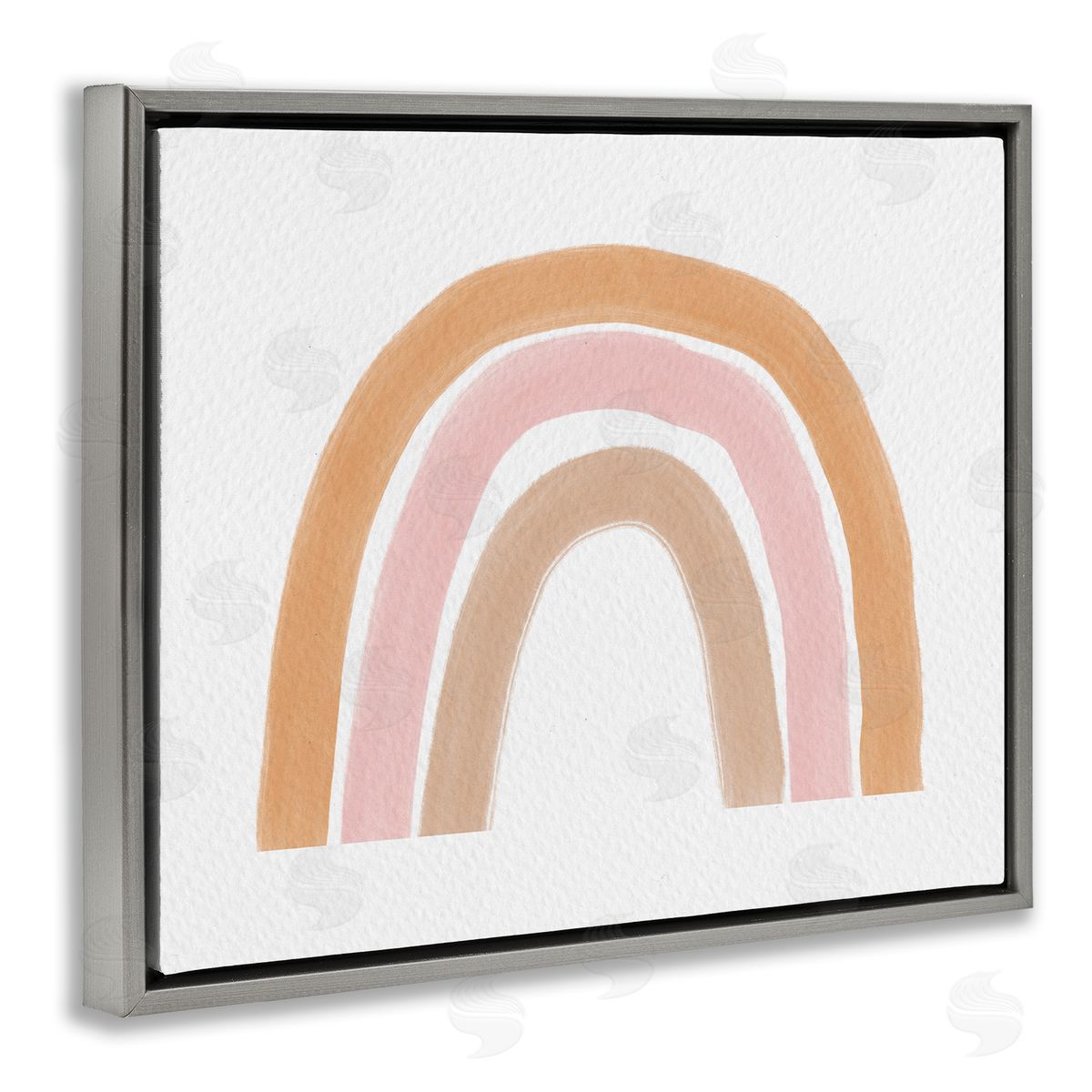 Amy Brinkman Neutral Pinks Rainbow Symbol Casual Stripes Gray Floating Frame Canvas Wall Art Print