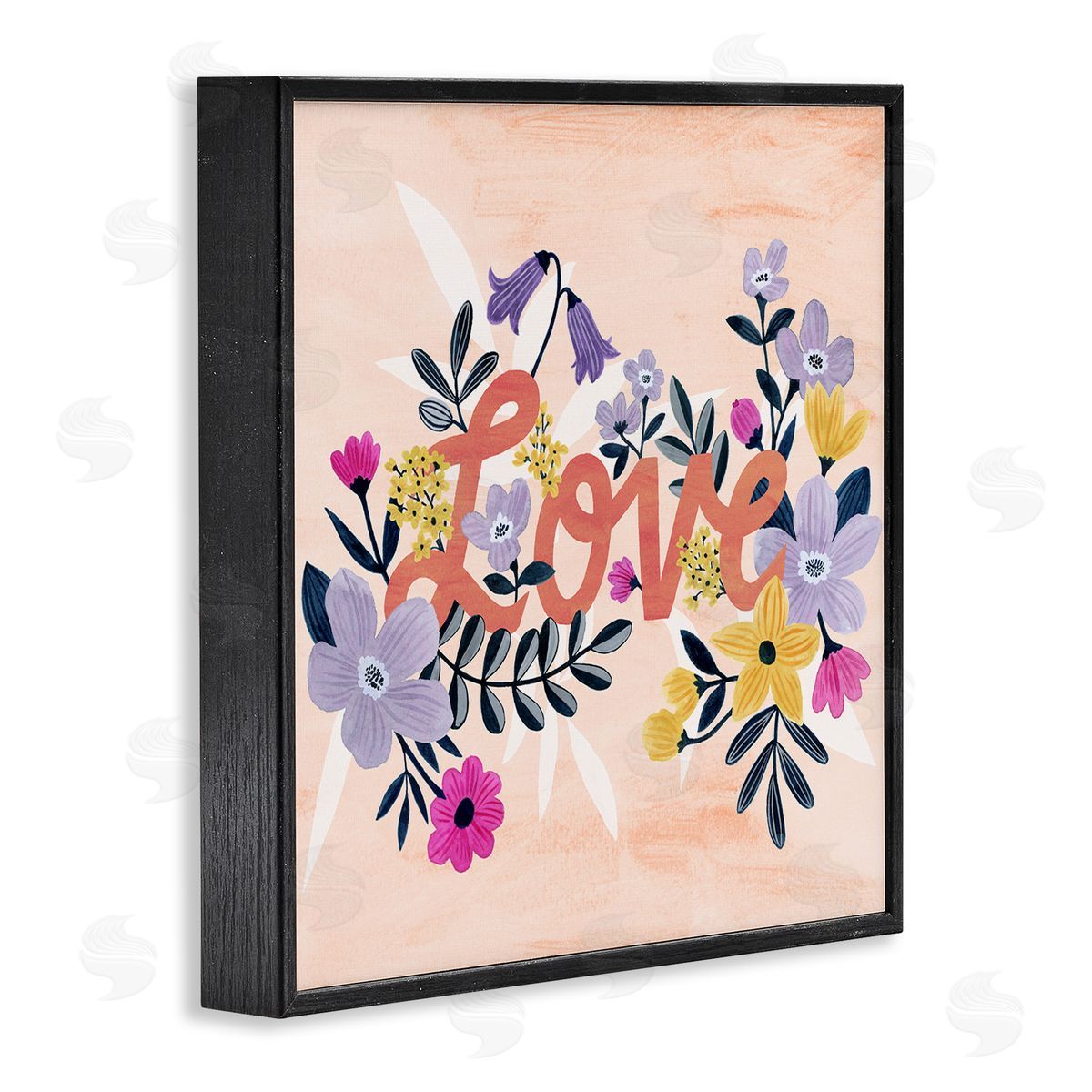 Grace Popp Love Calligraphy Bold Floral Botanical Border Black Framed Glicee Wall Art Print