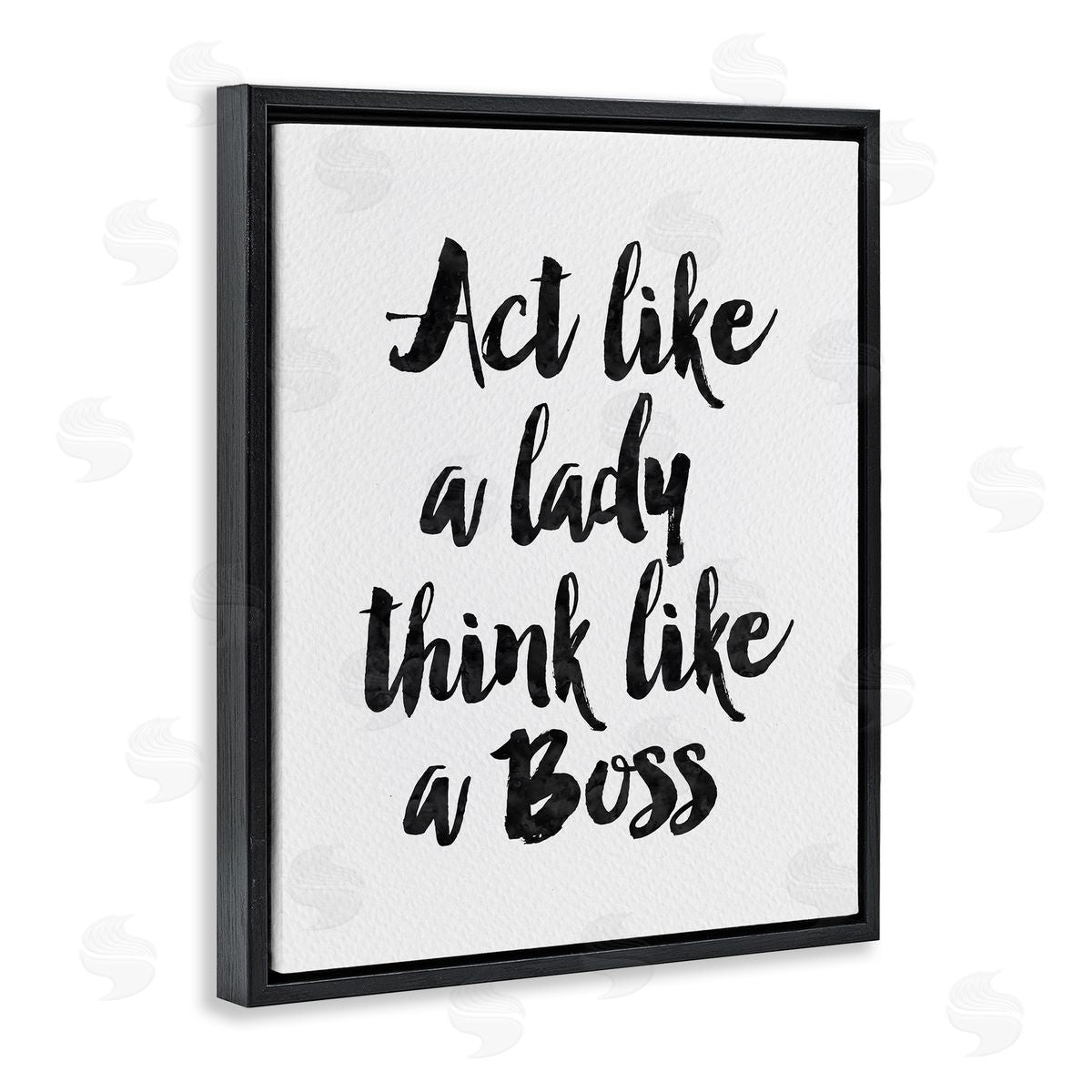 Amy Brinkman Lady Boss Calligraphy Sign Girl Power Black Floating Frame Canvas Wall Art Print