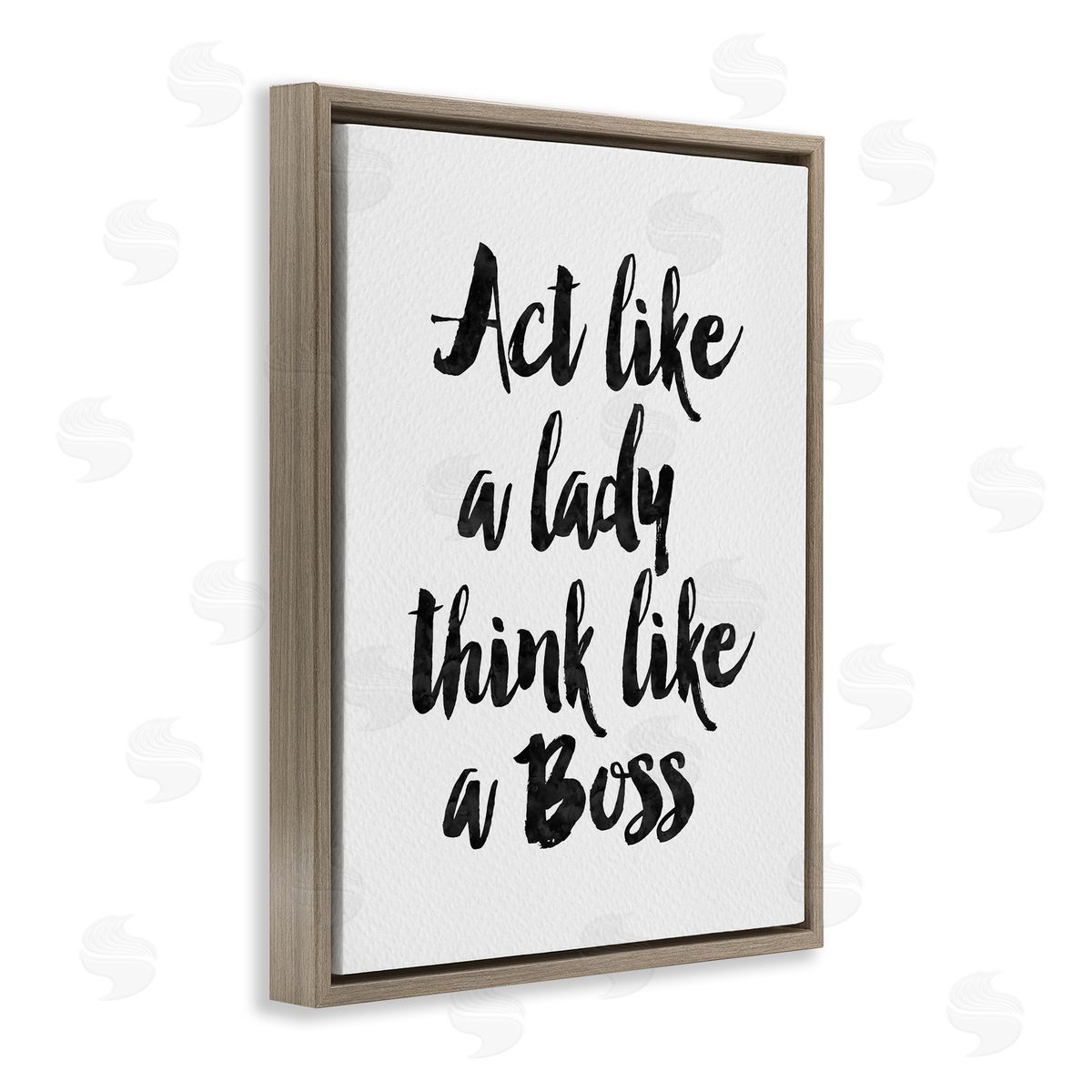Amy Brinkman Lady Boss Calligraphy Sign Girl Power Brown Floating Frame Canvas Wall Art Print