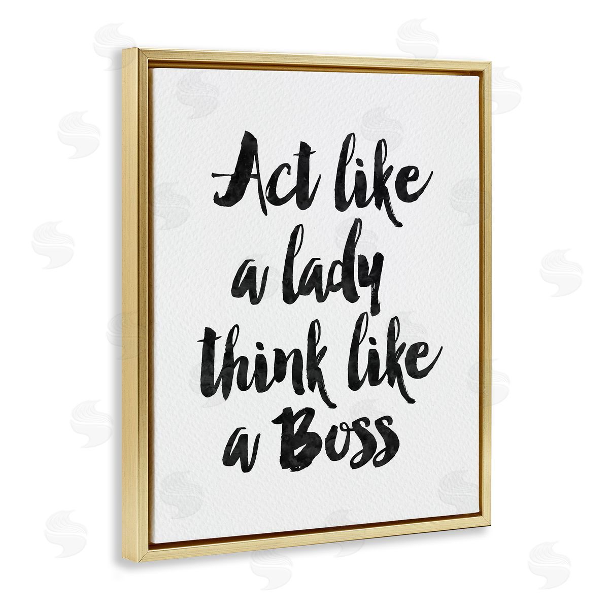 Amy Brinkman Lady Boss Calligraphy Sign Girl Power Gold Floating Frame Canvas Wall Art Print