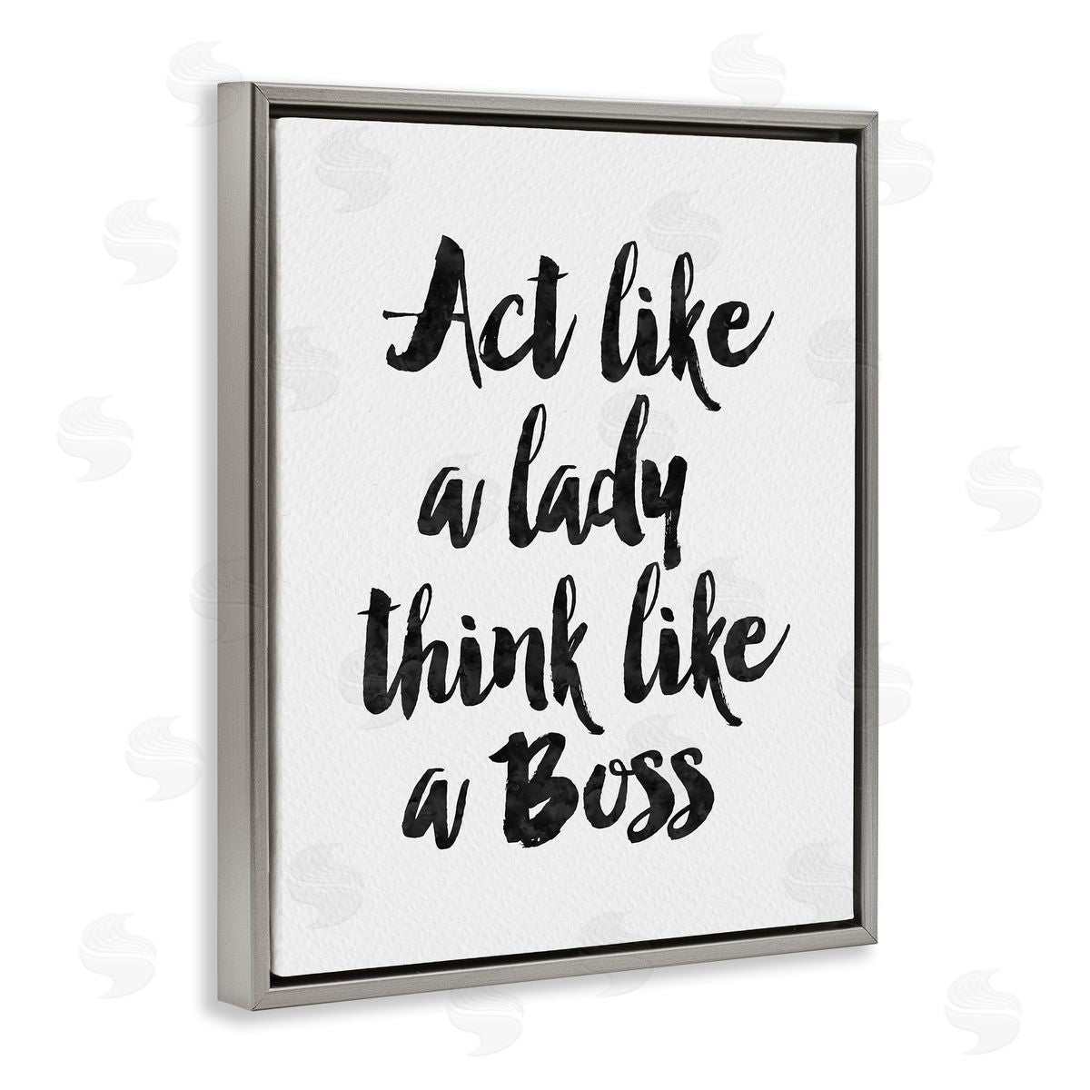 Amy Brinkman Lady Boss Calligraphy Sign Girl Power Gray Floating Frame Canvas Wall Art Print