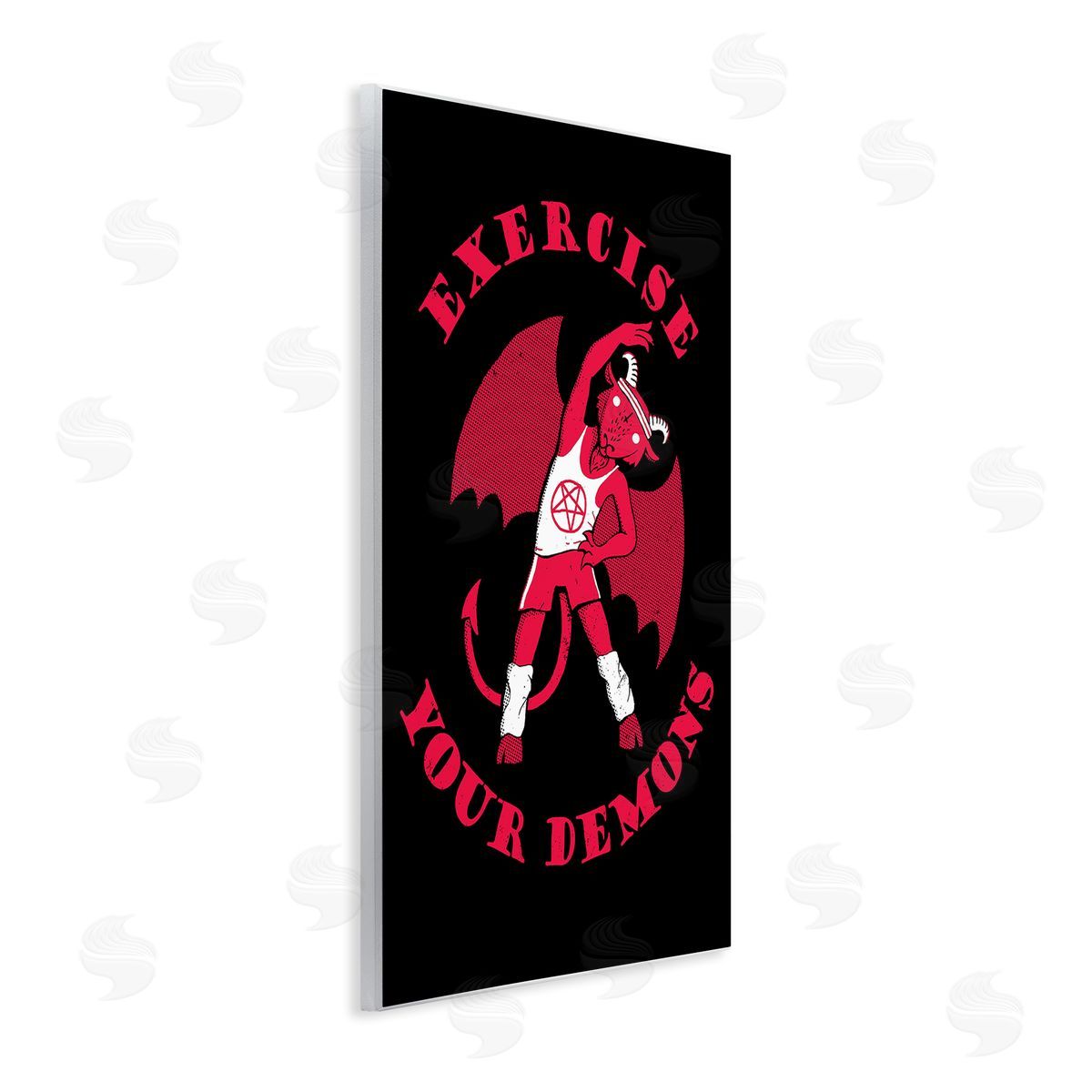 Michael Buxton Exercise Your Demons Funny Red Devil Workout  Wall Plaque Art Print
