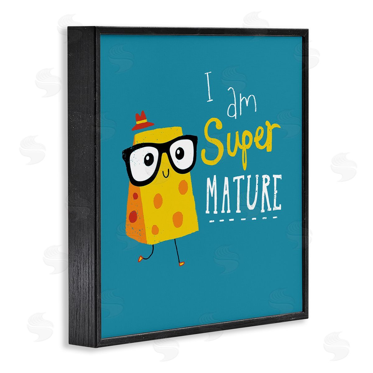 Michael Buxton Super Mature Swiss Cheese Humor Phrase Typography Black Framed Glicee Wall Art Print