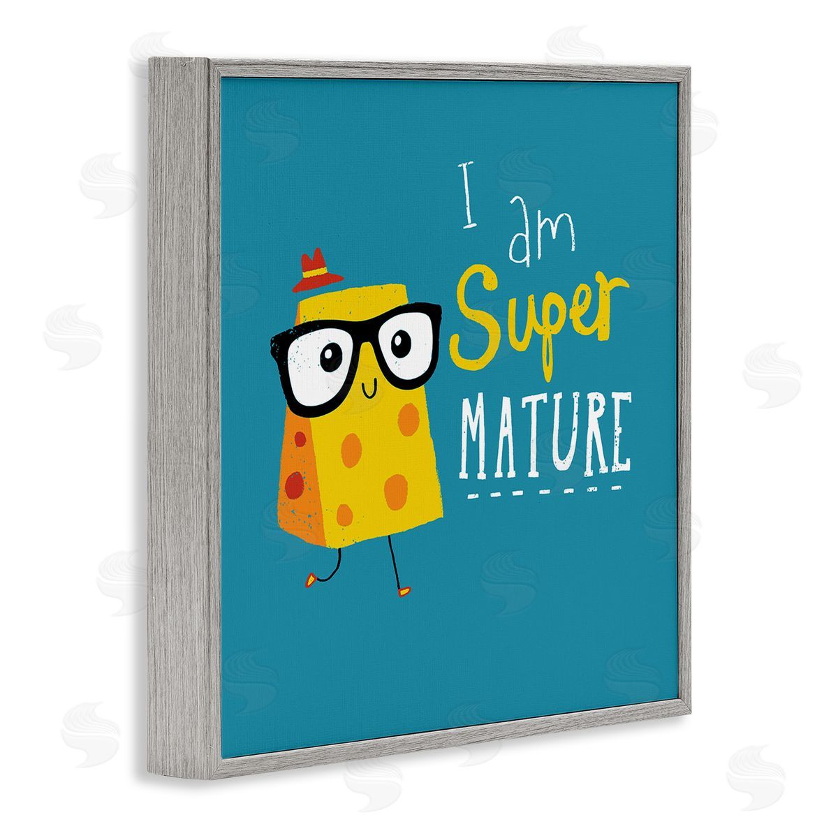 Michael Buxton Super Mature Swiss Cheese Humor Phrase Typography Gray Framed Glicee Wall Art Print