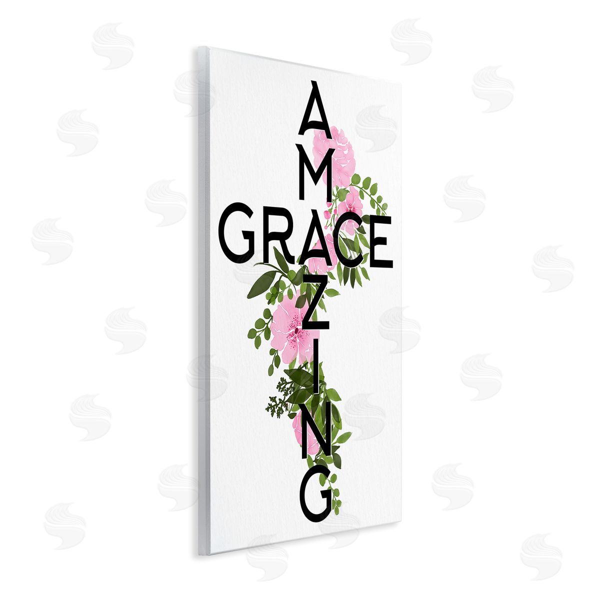 Anne Bailey Amazing Grace Pink Floral Cross Shape Botanicals Wall Plaque Art Print