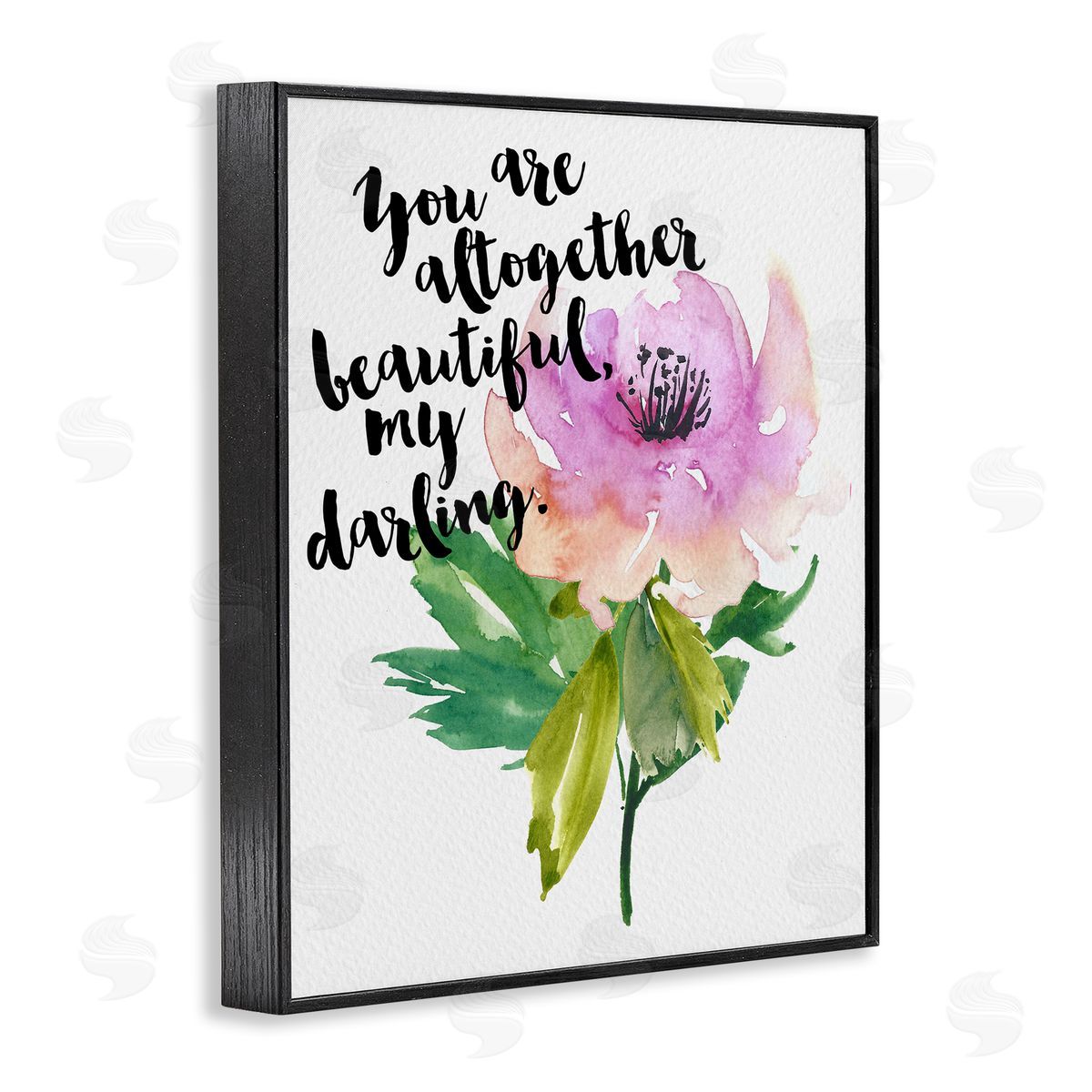 Amy Brinkman You Are Beautiful Calligraphy Quote Floral Watercolor Effect  Black Framed Giclee Wall Art Print