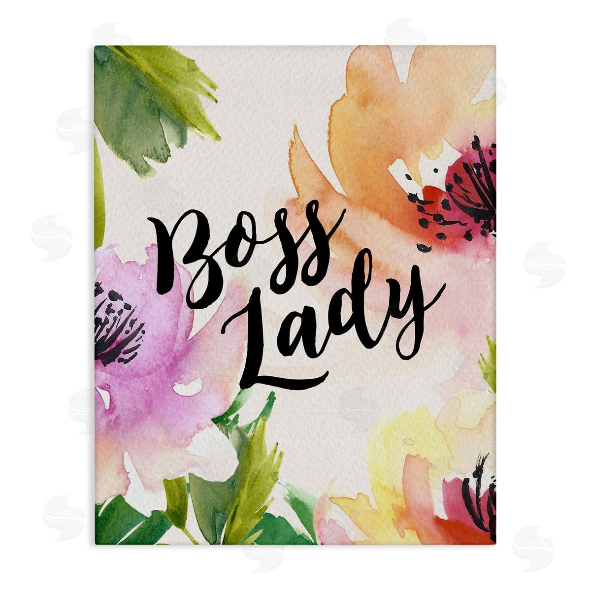 Amy Brinkman Boss Lady Girl Power Calligraphy Flower Blossom   Stretched Canvas Wall Art Print