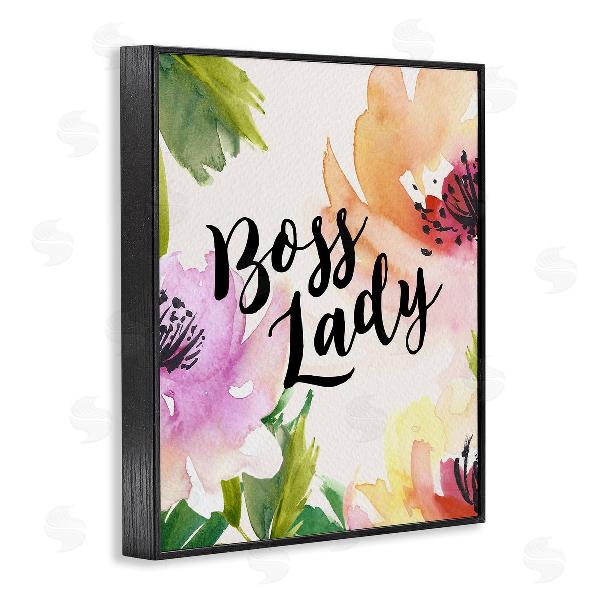 Amy Brinkman Boss Lady Girl Power Calligraphy Flower Blossom   Black Framed Giclee Wall Art Print