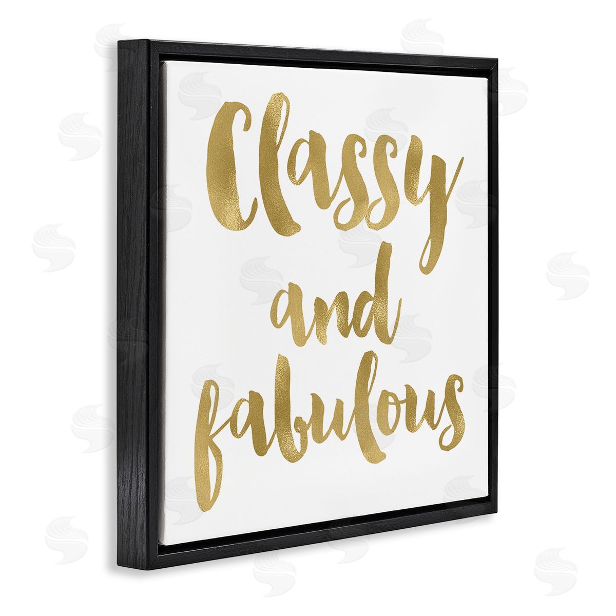 Amy Brinkman Classy and Fabulous Glam Detail Calligraphy Phrase  Black Floating Frame Canvas Wall Art Print